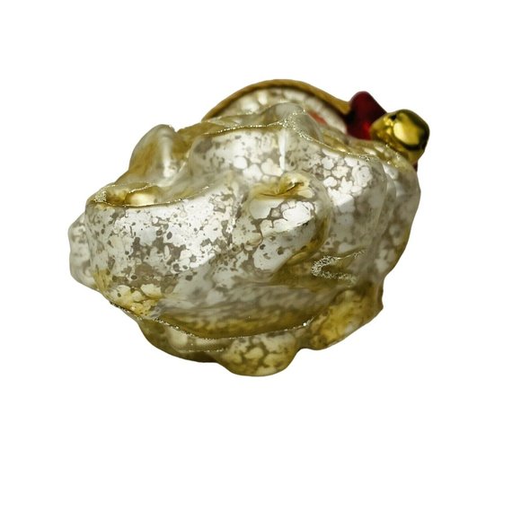 JUMBO 6 Inch Blown Glass Santa Face With Brass Tone Bell Christmas Ornament - Picture 7 of 13